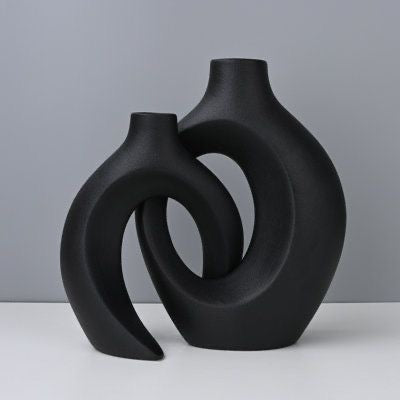 Elegante Skulpturvase Duo (2er Set) aus Kunststoff